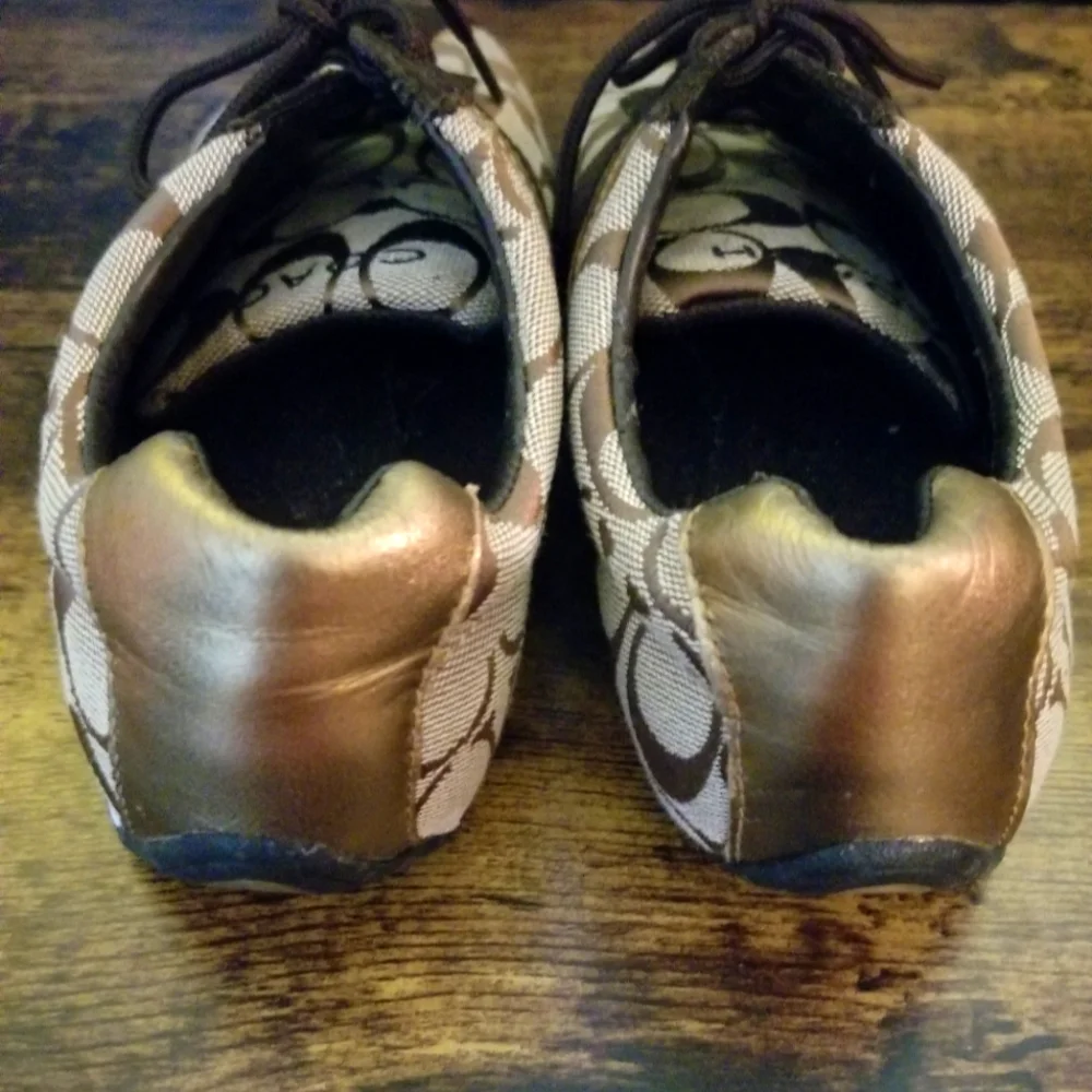 Coach Vintage Brown Tan Signature C Patterned Sneakers Tennis Shoes Trainers